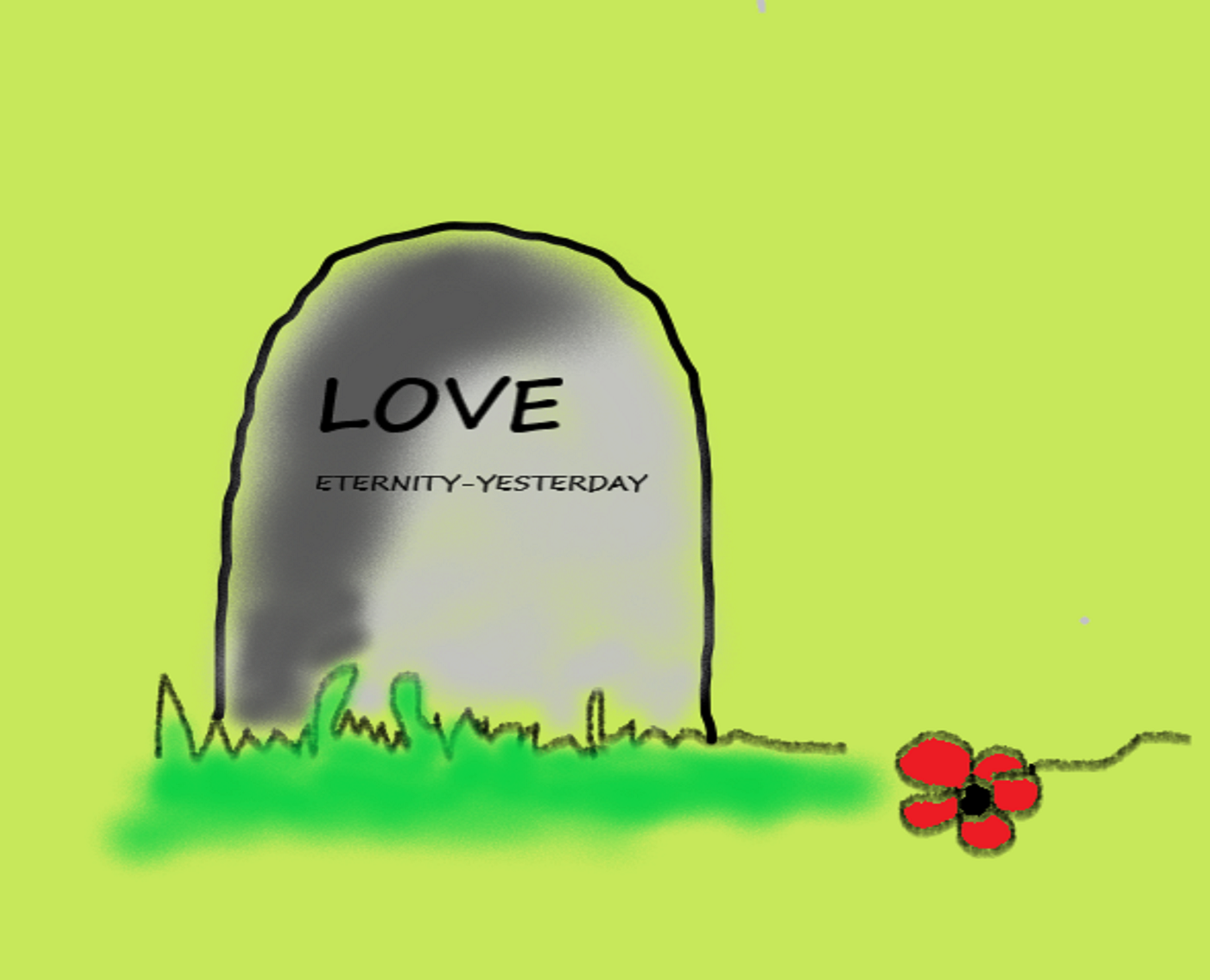An illustration of a grave with eternity ,forever written on it